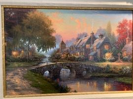 *Signed* (On Back) Numbered Thomas Kinkade Cobbelston Bridge Painting DNA    36x26in  