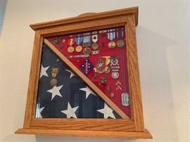 Korean War Military Medals/Flag Shadowbox    