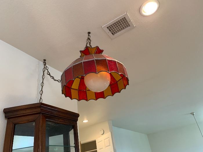 Vintage Hanging Slag Lamp   