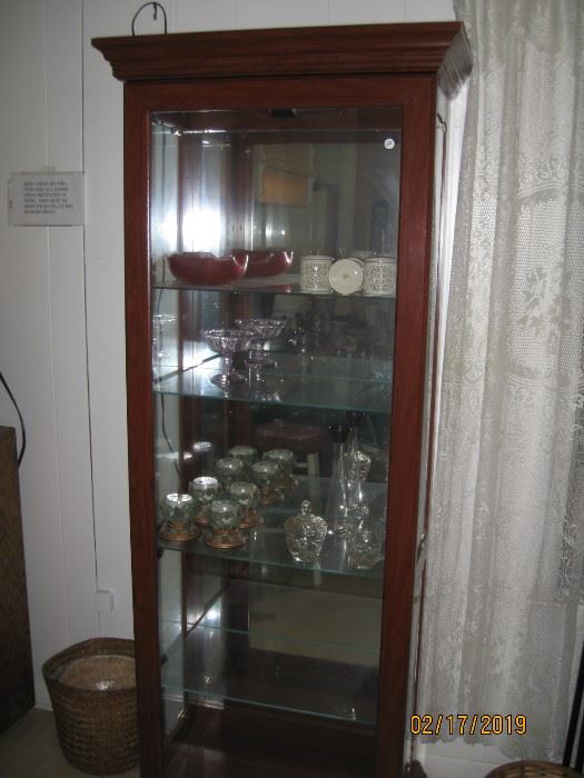 solid wood display case with side opening doors