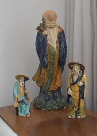 Vintage Chinese Ceramic Shoulao / Shou Lao Statue, Ceramic Clay Mudman Figurines / Statues