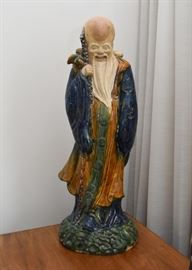 Vintage Chinese Ceramic Shoulao / Shou Lao Statue (Approx. 24.5" H)
