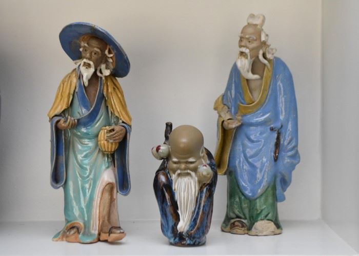 Vintage Chinese Ceramic Clay Mudman Figurines / Statues