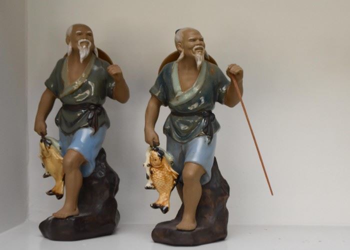Vintage Chinese Ceramic Clay Mudman Figurines / Statues