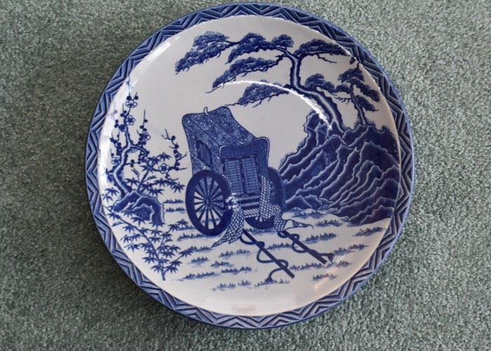 Vintage Blue & White Japanese Platter / Plate