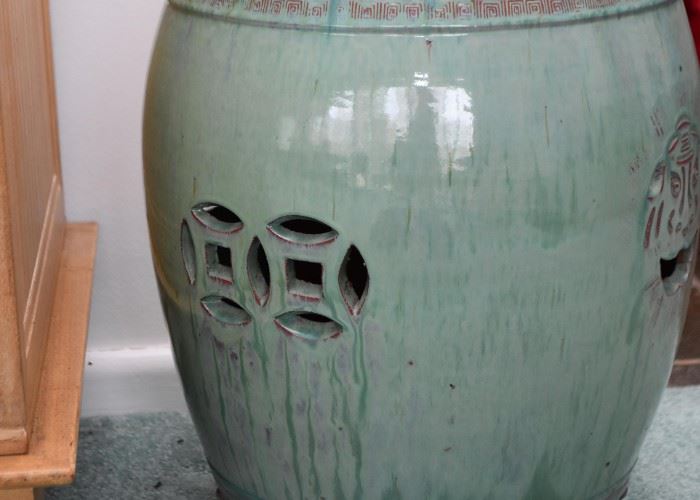 Vintage Chinese Celadon Garden Stool, 1970's (Approx 18.75" H)