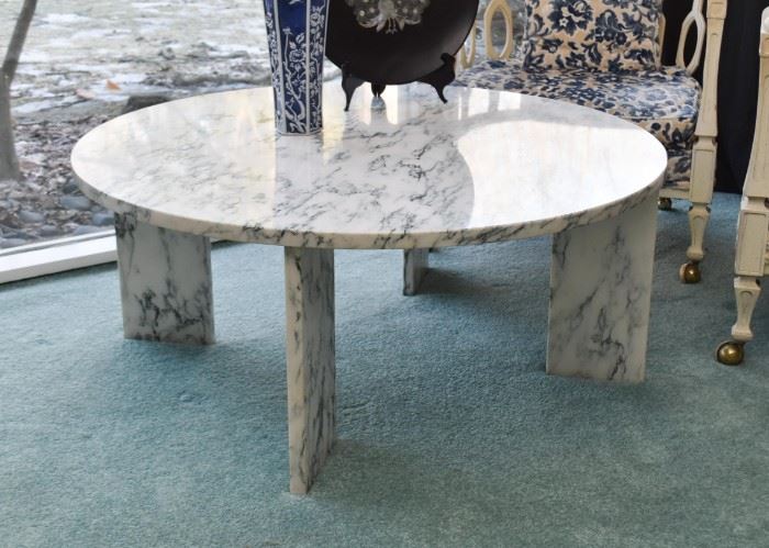 Vintage Italian Marble Cocktail Table, 60's to early 70's (Approx. 40.25" Diameter x 16.5" H)