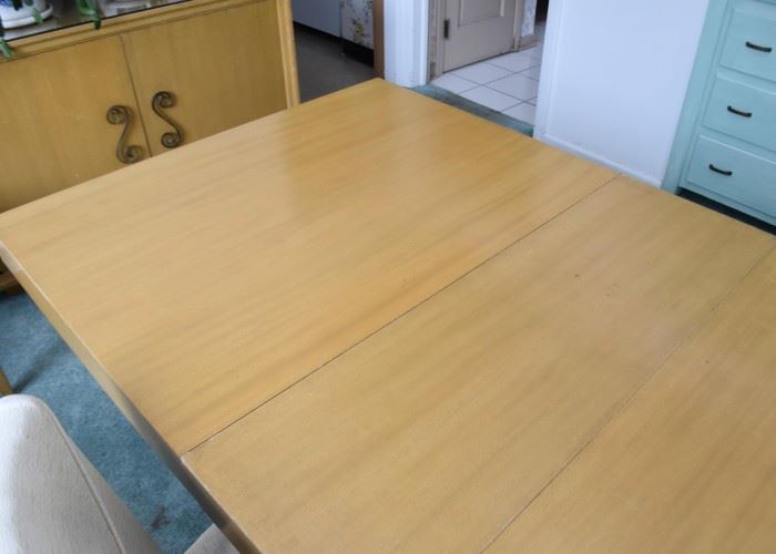 Mid-Century Dining Table & 4 Chairs (1950's), Extra Leaves & Pads