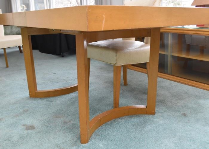Mid-Century Dining Table & 4 Chairs (1950's), Extra Leaves & Pads