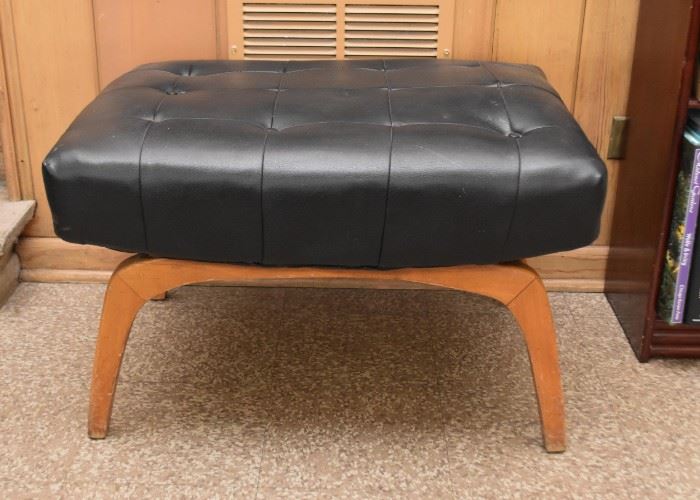 Vintage Tufted Ottoman with Wood Base