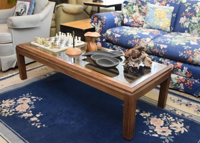 Vintage Glass Top Cocktail / Coffee Table