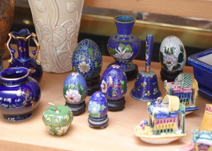 Chinese Cloisonne Eggs & Miniatures