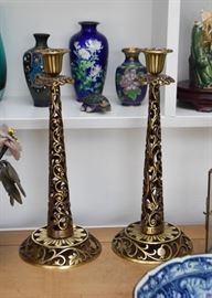 Tall Brass Candlesticks / Candle Holders