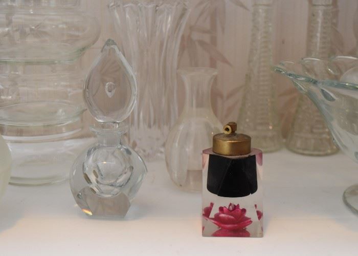 Glassware - Vases, Canisters, Perfume Bottles, Etc.