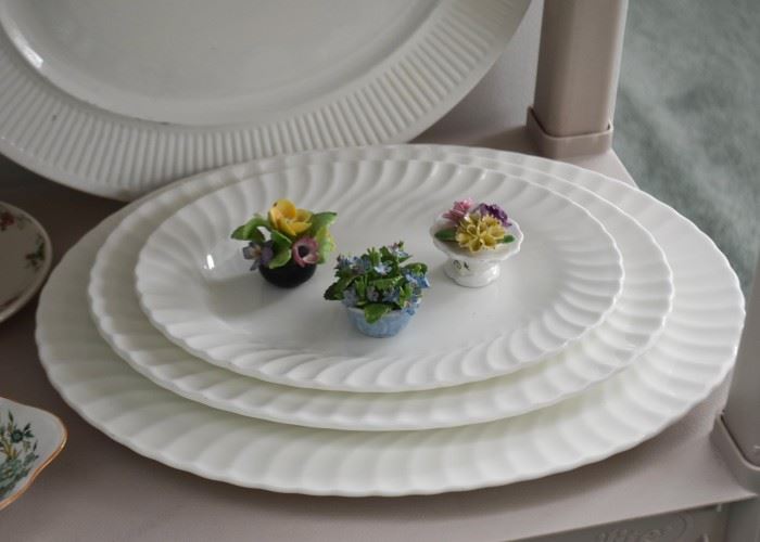 Serving Platters, Miniature Porcelain Flowers