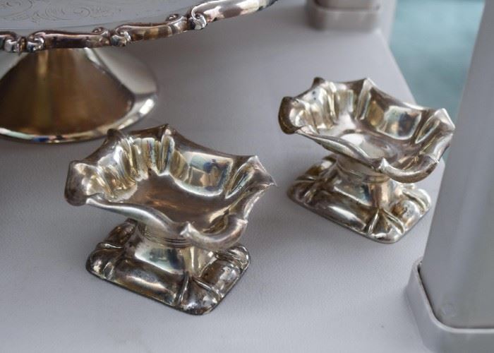 Small Silver Plate Pedestal Candy Dishes