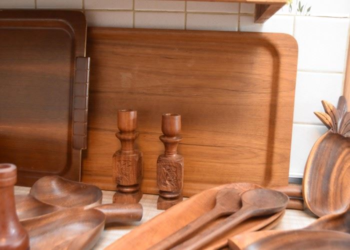 Vintage Teak / Wood Platters, Bowls, Serving Pieces, Etc.