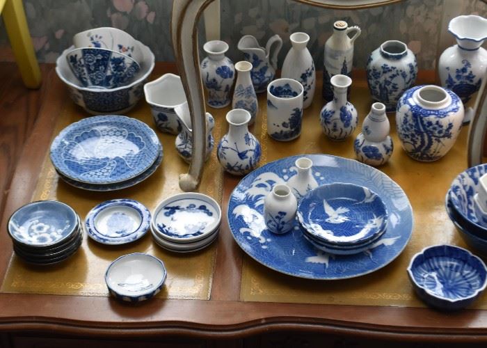 Blue & White Pottery & Porcelain (Delft, Chinese, Japanese, Asian, Etc.)