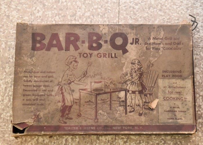 Vintage Bar-B-Q Jr. Toy Grill--for real cooking! (We did not take out of its box due to delicacy)