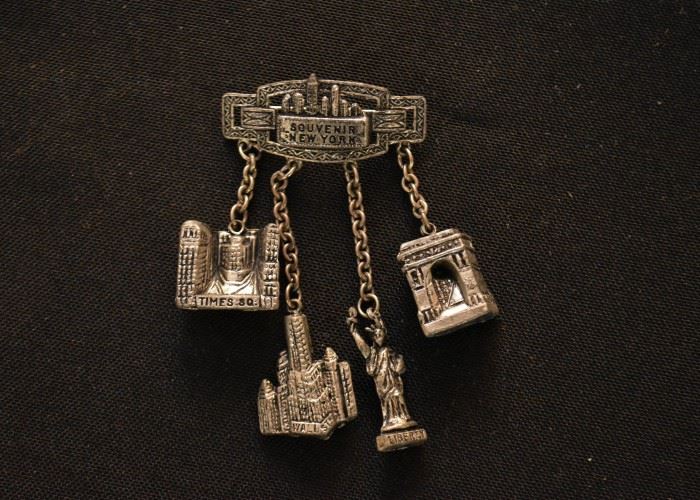 Vintage New York Souvenir Pin with Charms