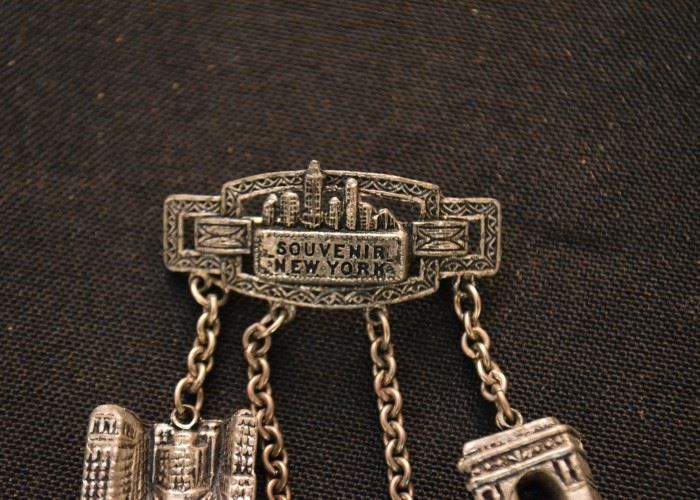 Vintage New York Souvenir Pin with Charms