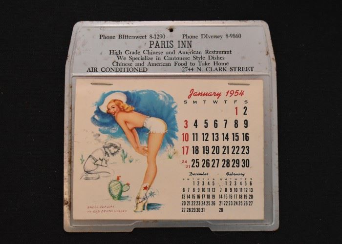 Vintage Paris Inn Pin Up Girl Calendar (1954)
