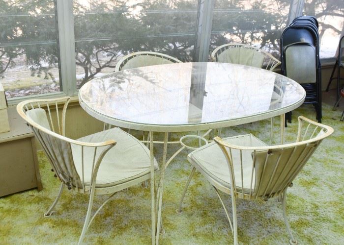 Vintage Garden Dining Set (Glass Top Table & Chairs)
