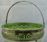 Green Depressionware Candy dish Starburst design with dividers set in a lovely cut out designed holder.
Condition:Very Good
Size:6"
Shipping:Yes