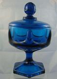 Vintage blue glass compote with lid. 
Condition:Very Good
Size:9"
Shipping:Yes