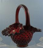 Vintage Red Fenton Hobnail glass basket. 
Condition:Very Good
Size:"
Shipping:Yes