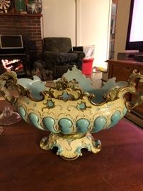 Antique hand painted Italian fruit bowl (handles have been repaired)