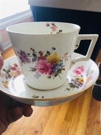 Early royal crown derby hand painted cups and saucer