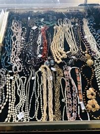 Cultured pearl vintage necklaces semi precious bead necklaces include rhodenite tiger eye rose quartz etc