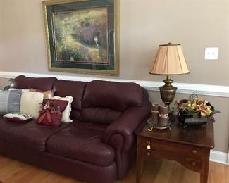 Robinson  & Robinson burgundy leather sofa