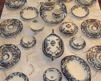 We set the dining room table with the antique Burslem, England Staffordshire flow blue china so you could see how beautiful it is and the quantity.  