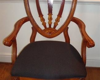 Dining Room:  This is one of a eight HEPPLEWHITE-style chairs (two arm chairs + six side chairs).  They are priced with the dining table. 