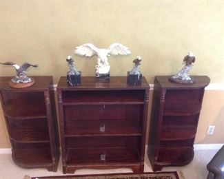 Bedroom #1-Upstairs:  A vintage three piece bookcase can be re-configured any way you want!  Each eagle statute is priced separately.