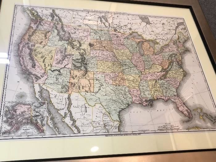 Numerous framed maps from around the World