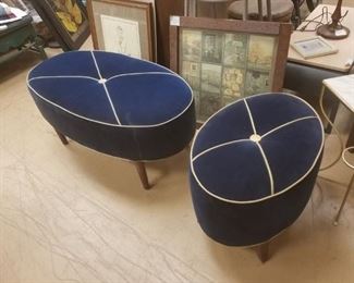 Awesome custom Royal blue oval ottomans two different sizes