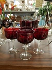 Gorgeous ruby red stemmed glasses