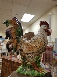 Large painted ceramic rooster (corner of tail missing)