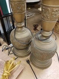 Antique brass oriental style table lamps