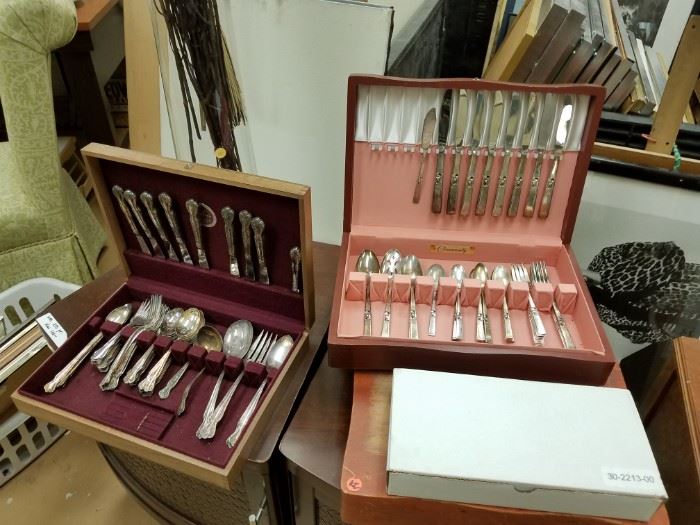  assorted vintage flatware sets in original cases