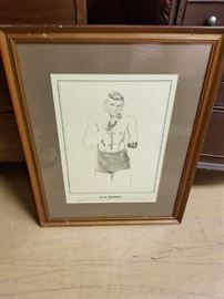 Jack Dempsey pencil art framed