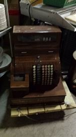 Antique NCR woodgrain style cash register works