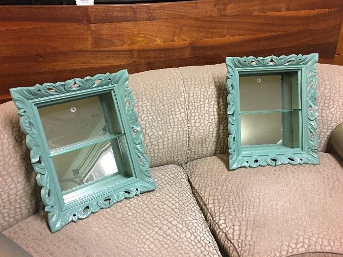Pair of 1940s mirrored shadowboxes