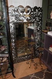 Large and heavy laser cut galvanized steel wall mirror