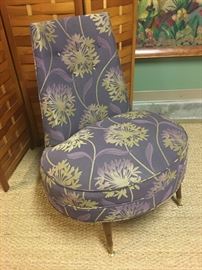 1950s slipper chair professionally reupholstered in a dramatic floral fabric