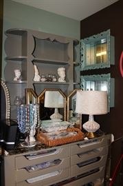Scalloped shelf and cabinet are display and NOT for sale, dresser lamp has SOLD