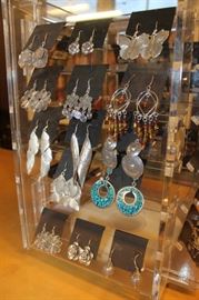 Sterling silver earrings with genuine stones, all 50% off! Also, Thai silver earrings (flowers, fish etc.) which are between .960 and .999 silver.